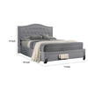 Sey California King Bed w Storage Drawer Light Gray Burlap Upholstery