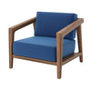 Nea Outdoor Accent Club Chair Set of 2, Dark Blue, Natural Brown Wood