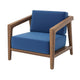 Nea Outdoor Accent Club Chair Set of 2, Dark Blue, Natural Brown Wood