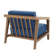 Nea Outdoor Accent Club Chair Set of 2, Dark Blue, Natural Brown Wood