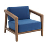 Nea Outdoor Accent Club Chair Set of 2, Dark Blue, Natural Brown Wood