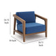 Nea Outdoor Accent Club Chair Set of 2, Dark Blue, Natural Brown Wood