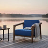 Nea Outdoor Accent Club Chair Set of 2, Dark Blue, Natural Brown Wood