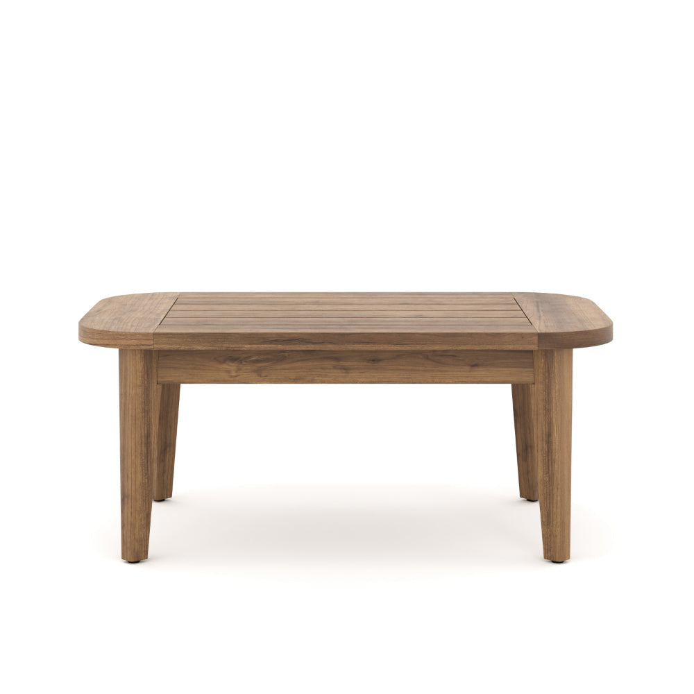 Nea Outdoor Coffee Table 38 Inch Rectangular Natural Brown Wood Top BM326194