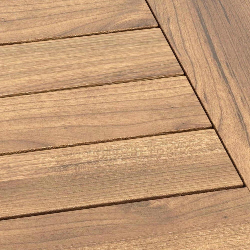 Nea Outdoor Coffee Table, 38 Inch Rectangular Natural Brown Wood Top