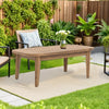 Nea Outdoor Coffee Table, 38 Inch Rectangular Natural Brown Wood Top