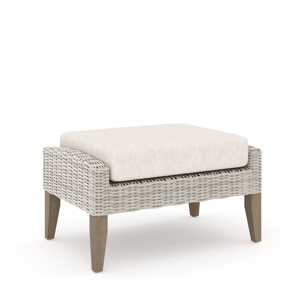 Azy 5pc Outdoor Sofa Set w Stools and Chairs Woven Gray Frame Taupe BM326196