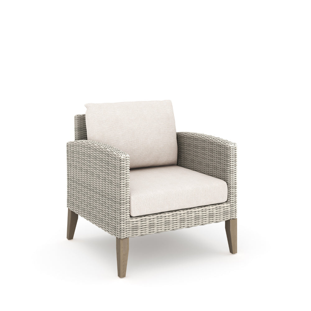 Azy 5pc Outdoor Sofa Set w Stools and Chairs Woven Gray Frame Taupe BM326196
