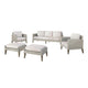 Azy 5pc Outdoor Sofa Set w Stools and Chairs, Woven Gray Frame, Taupe