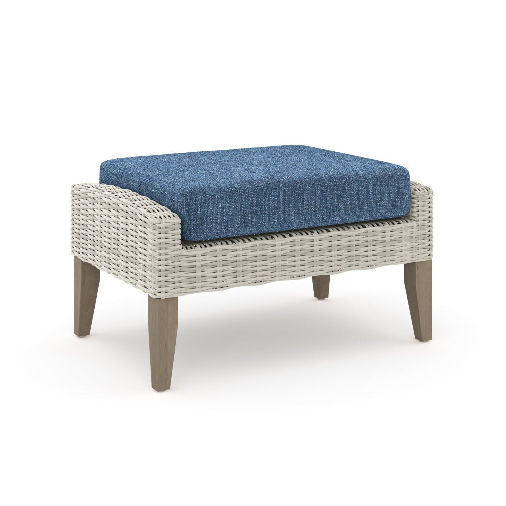 Azy 5pc Outdoor Sofa Set w Stools and Chairs Woven Gray Frame Blue BM326197