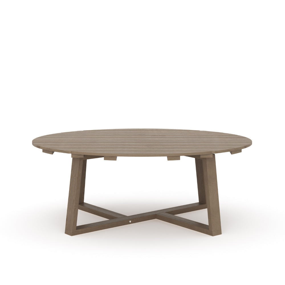 Azy Outdoor Coffee Table 45 Inch Oval Natural Brown Solid Wood Top BM326200