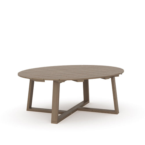 Azy Outdoor Coffee Table, 45 Inch Oval Natural Brown Solid Wood Top