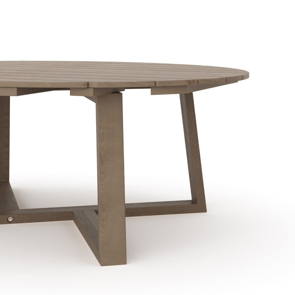 Azy Outdoor Coffee Table 45 Inch Oval Natural Brown Solid Wood Top BM326200