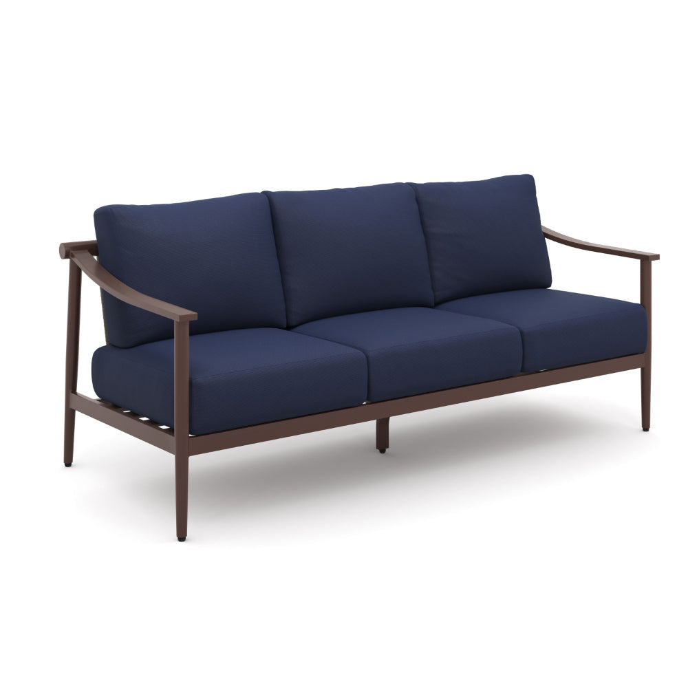 Fena 4pc Outdoor Sofa 2 Chairs and Coffee Table Set Blue Cushions BM326209
