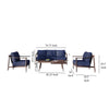 Fena 4pc Outdoor Sofa 2 Chairs and Coffee Table Set Blue Cushions BM326209