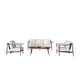 Fena 4pc Outdoor Sofa, 2 Chairs, and Coffee Table Set, Ivory Cushions