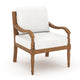 Pena Outdoor Club Armchair Set of 2, White Linen, Brown Acacia Wood