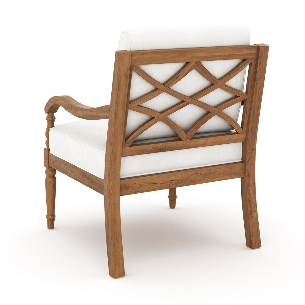 Pena Outdoor Club Armchair Set of 2, White Linen, Brown Acacia Wood