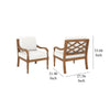 Pena Outdoor Club Armchair Set of 2, White Linen, Brown Acacia Wood