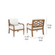 Pena Outdoor Club Armchair Set of 2, White Linen, Brown Acacia Wood