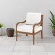 Pena Outdoor Club Armchair Set of 2, White Linen, Brown Acacia Wood