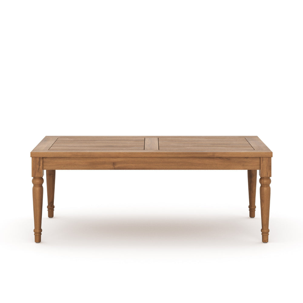 Pena Outdoor Coffee Table 47 Inch Rectangular Slat Brown Acacia Wood BM326214