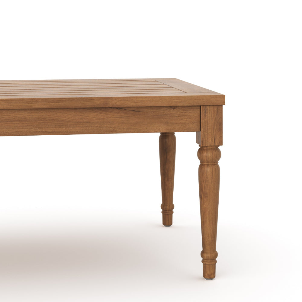 Pena Outdoor Coffee Table 47 Inch Rectangular Slat Brown Acacia Wood BM326214