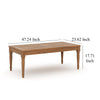 Pena Outdoor Coffee Table 47 Inch Rectangular Slat Brown Acacia Wood BM326214