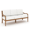 Pena Outdoor Sofa, White Linen Cushions, 76 Inch Brown Acacia Wood