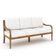 Pena Outdoor Sofa, White Linen Cushions, 76 Inch Brown Acacia Wood