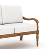 Pena Outdoor Sofa, White Linen Cushions, 76 Inch Brown Acacia Wood