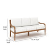 Pena Outdoor Sofa, White Linen Cushions, 76 Inch Brown Acacia Wood