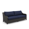 Kyl 2pc Outdoor Sofa and Coffee Table Set Blue Cushions Woven Gray BM326216