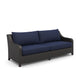 Kyl 2pc Outdoor Sofa and Coffee Table Set Blue Cushions Woven Gray BM326216