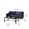 Kyl 2pc Outdoor Sofa and Coffee Table Set Blue Cushions Woven Gray BM326216