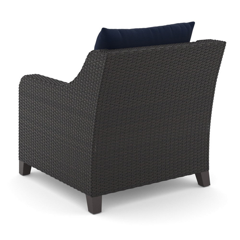 Kyl Outdoor Sofa Club Chair Set of 2, Woven Gray Frame w Blue Cushions