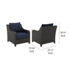 Kyl Outdoor Sofa Club Chair Set of 2 Woven Gray Frame w Blue Cushions BM326224