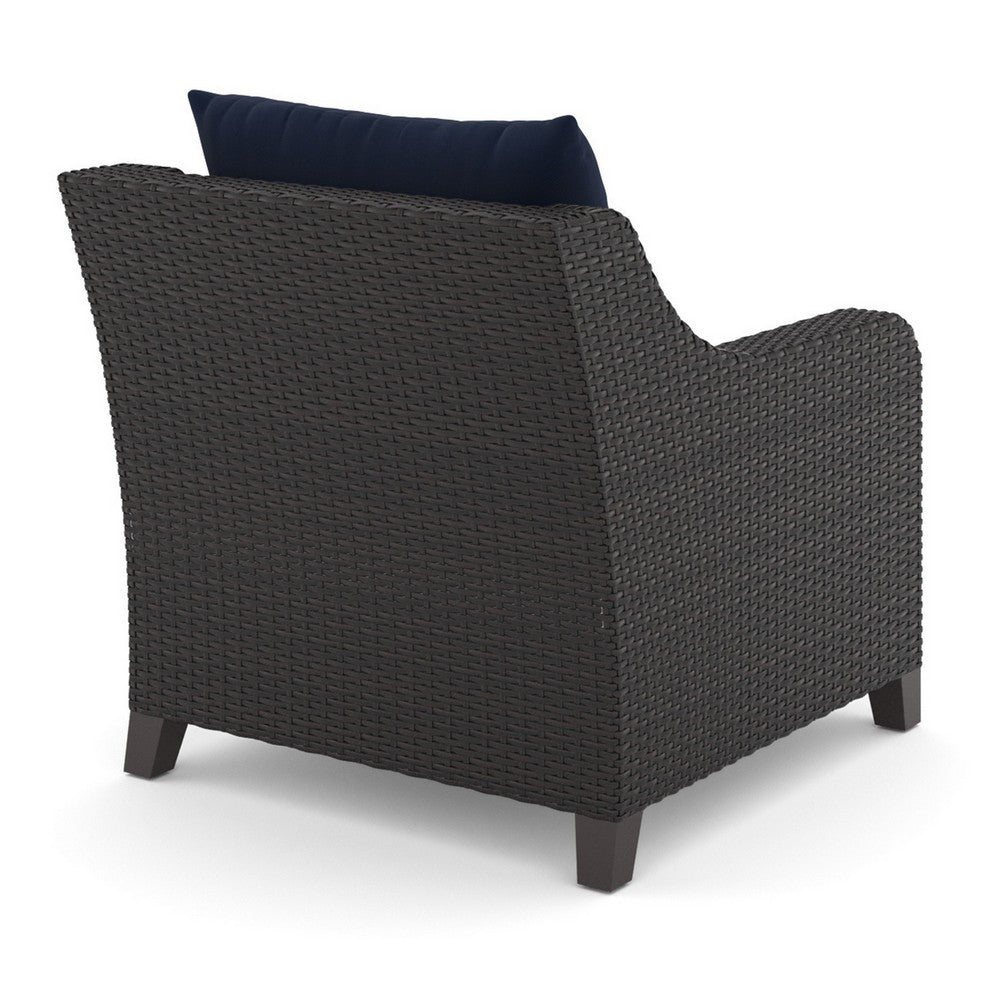 Kyl Outdoor Sofa Club Chair Set of 2, Woven Gray Frame w Blue Cushions