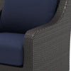Kyl Outdoor Sofa Club Chair Set of 2, Woven Gray Frame w Blue Cushions