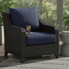 Kyl Outdoor Sofa Club Chair Set of 2, Woven Gray Frame w Blue Cushions