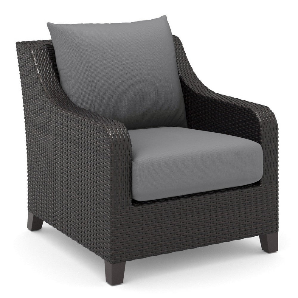 Kyl Outdoor Sofa Club Chair Set of 2, Woven Gray Frame w Cushions