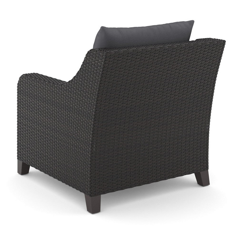 Kyl Outdoor Sofa Club Chair Set of 2, Woven Gray Frame w Cushions