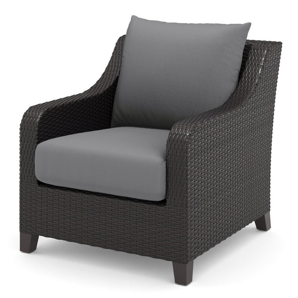 Kyl Outdoor Sofa Club Chair Set of 2, Woven Gray Frame w Cushions