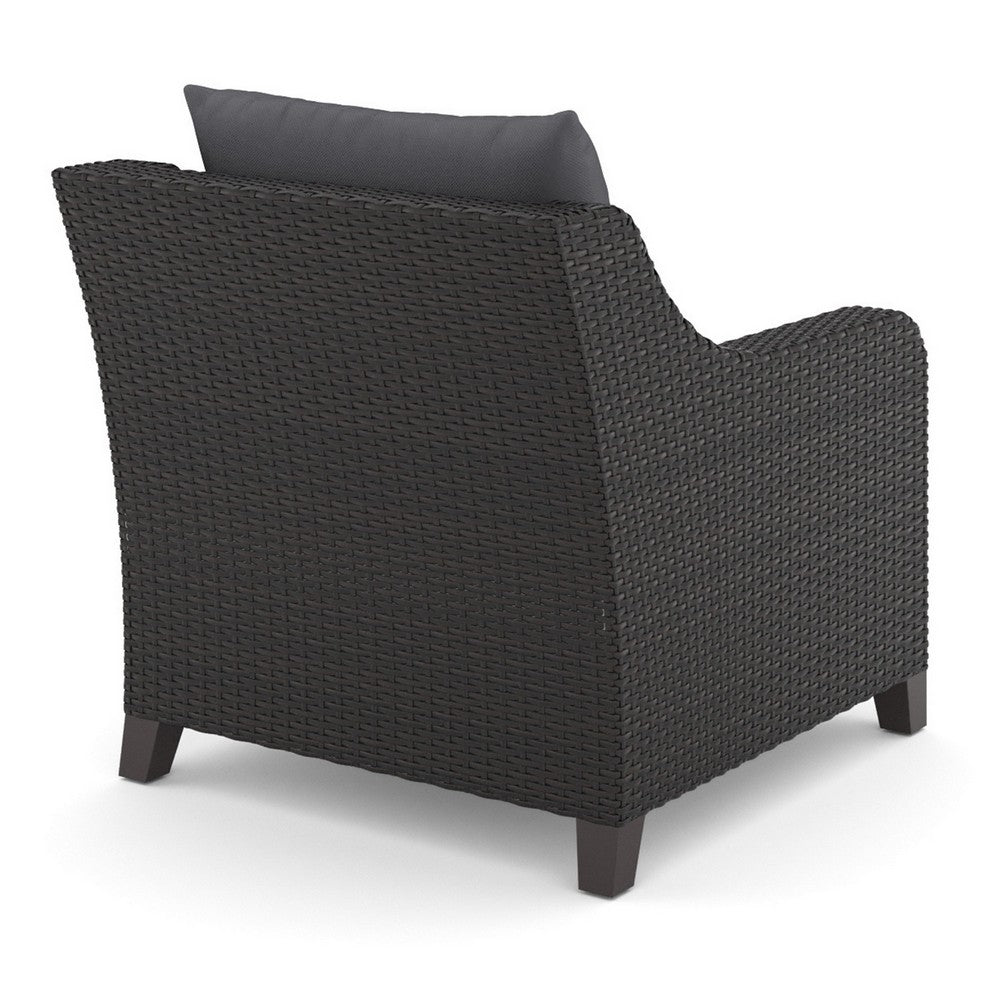 Kyl Outdoor Sofa Club Chair Set of 2, Woven Gray Frame w Cushions