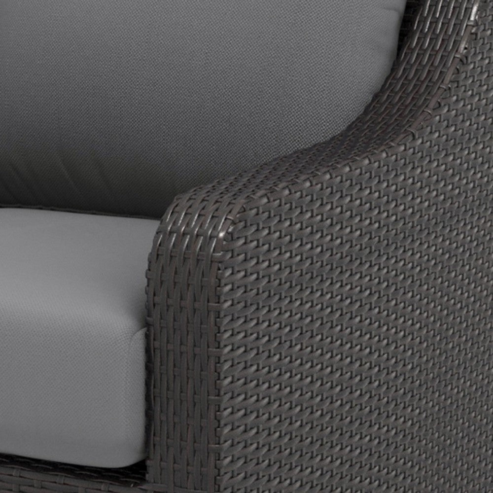 Kyl Outdoor Sofa Club Chair Set of 2, Woven Gray Frame w Cushions