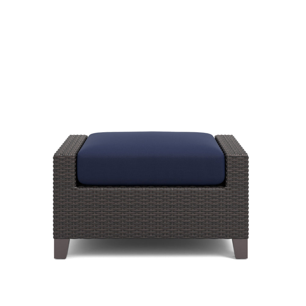 Kyl Outdoor Ottoman Set of 2 29 Inch Blue Cushioned Top w Woven Gray BM326226