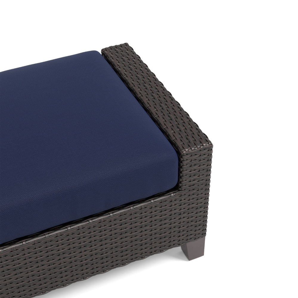 Kyl Outdoor Ottoman Set of 2 29 Inch Blue Cushioned Top w Woven Gray BM326226