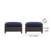 Kyl Outdoor Ottoman Set of 2 29 Inch Blue Cushioned Top w Woven Gray BM326226