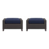 Kyl Outdoor Ottoman Set of 2, 29 Inch Blue Cushioned Top w Woven Gray