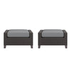 Kyl Outdoor Ottoman Set of 2, 29 Inch Gray Cushioned Top w Woven Frame